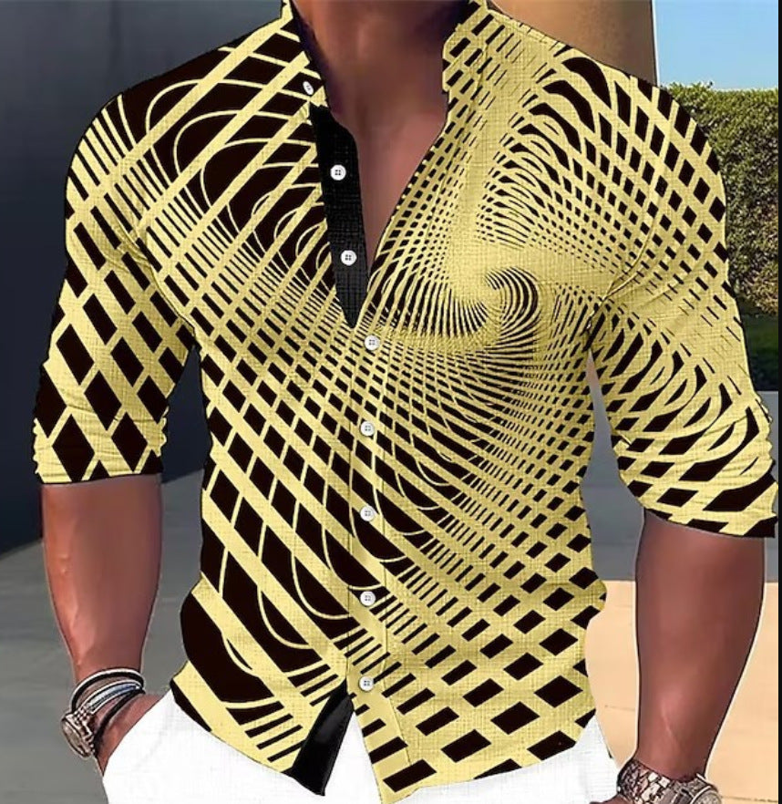 🔥 👔【S-6XL】Pánská trendy ležérní košile s dlouhým rukávem s 3D digitálním potiskem --3926171