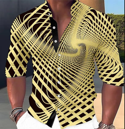 🔥 👔【S-6XL】Pánská trendy ležérní košile s dlouhým rukávem s 3D digitálním potiskem --3926171