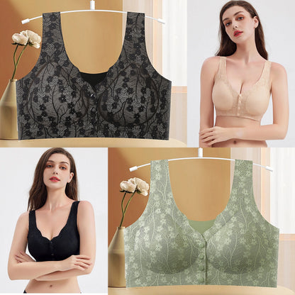 😍Jarní výprodej - 49% sleva😍😍【Kupte 1 a získáte 1 zdarma】Dámská bezdrátová podprsenka s předními knoflíky, Traceless Ice Silk --3885890