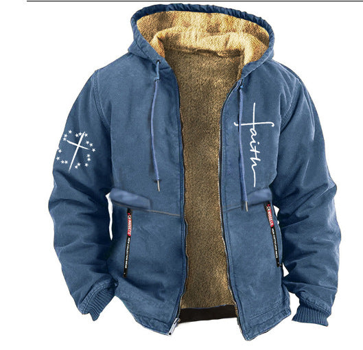 👏【S-3XL】Módní podzimní a zimní pánská bunda, teplý, měkký samet, volný střih 3798458