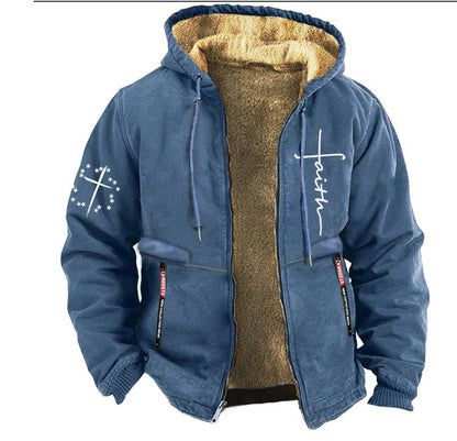 👏【S-3XL】Módní podzimní a zimní pánská bunda, teplý, měkký samet, volný střih 3798458
