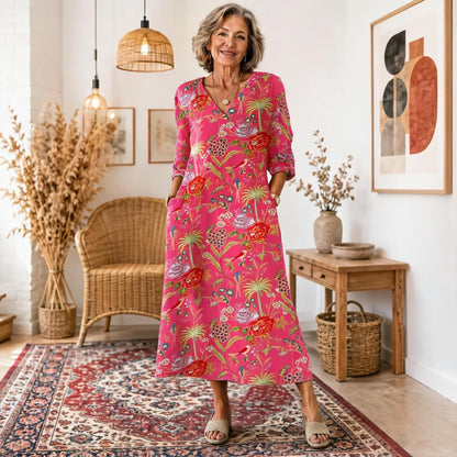 纯新品Manuela | Vestido Maxi Bohemio con Estampado Étnico y Corte Favorecedor