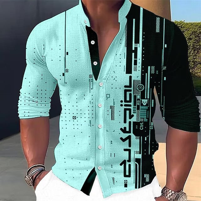 🔥 👔【S-6XL】Pánská trendy ležérní košile s dlouhým rukávem s 3D digitálním potiskem --3926171