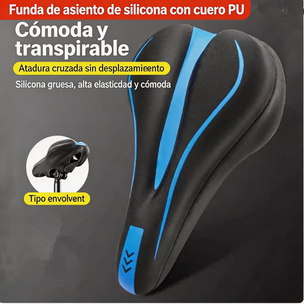 🚴 Funda de sillín para bicicleta con acolchado de silicona y revestimiento de PU – Suave, cómoda y antideslizante