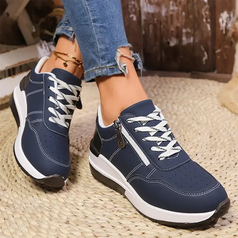 Zapatillas para mujer, modernas y cómodas, con cremallera lateral y plataforma.