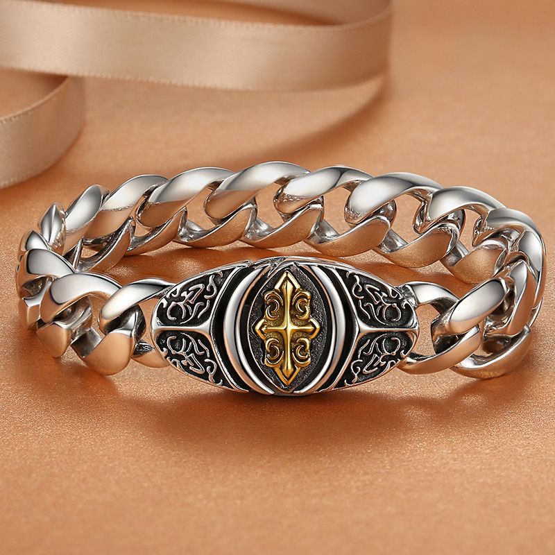 【50% off】✨【Vyrobené z čistého striebra】🔥Vintage pánsky náramok so vzorom šťastia, v mestskom punkovom štýle, ručne vyrobený pre jedinečný vzhľad
