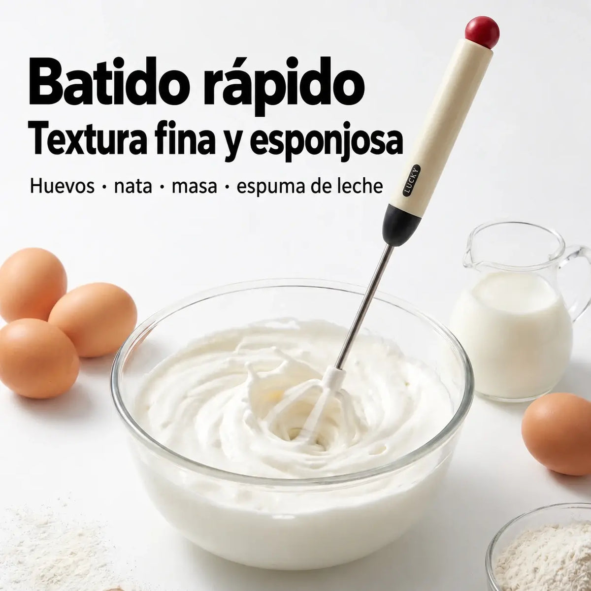 🔥【Último día con 50% de descuento, juego de 2 piezas】🔥Batidora de huevos semiautomática de acero inoxidable🥚