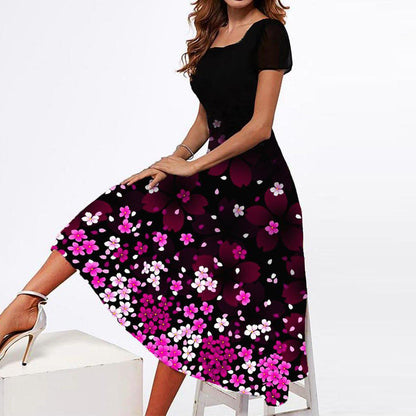 🌸👗Časově omezená sleva na nový produkt✅【S-3XL】 2025 letní nové dámské módní elegantní šaty s potiskem -- 3927367