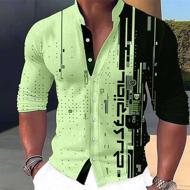 🔥 👔【S-6XL】Pánská trendy ležérní košile s dlouhým rukávem s 3D digitálním potiskem --3926171