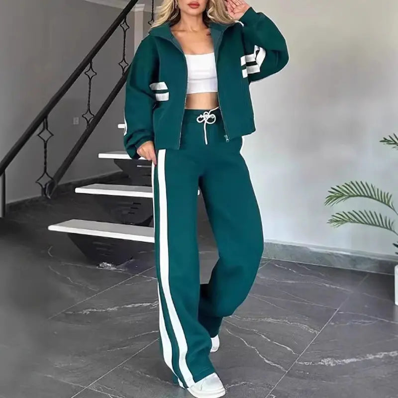 🧥👖✨【S–3XL】Dámska tepláková súprava v retro štýle – mikina na zips a široké nohavice, mäkká a priedušná.