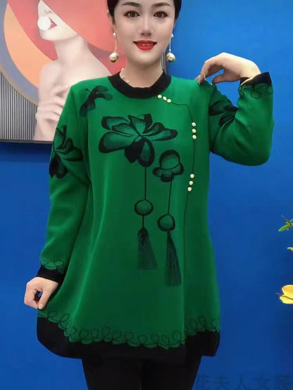 🍁🍂【S-5XL】 nové pletené topy s potiskem na podzim a zimu 2025 -- 3862905