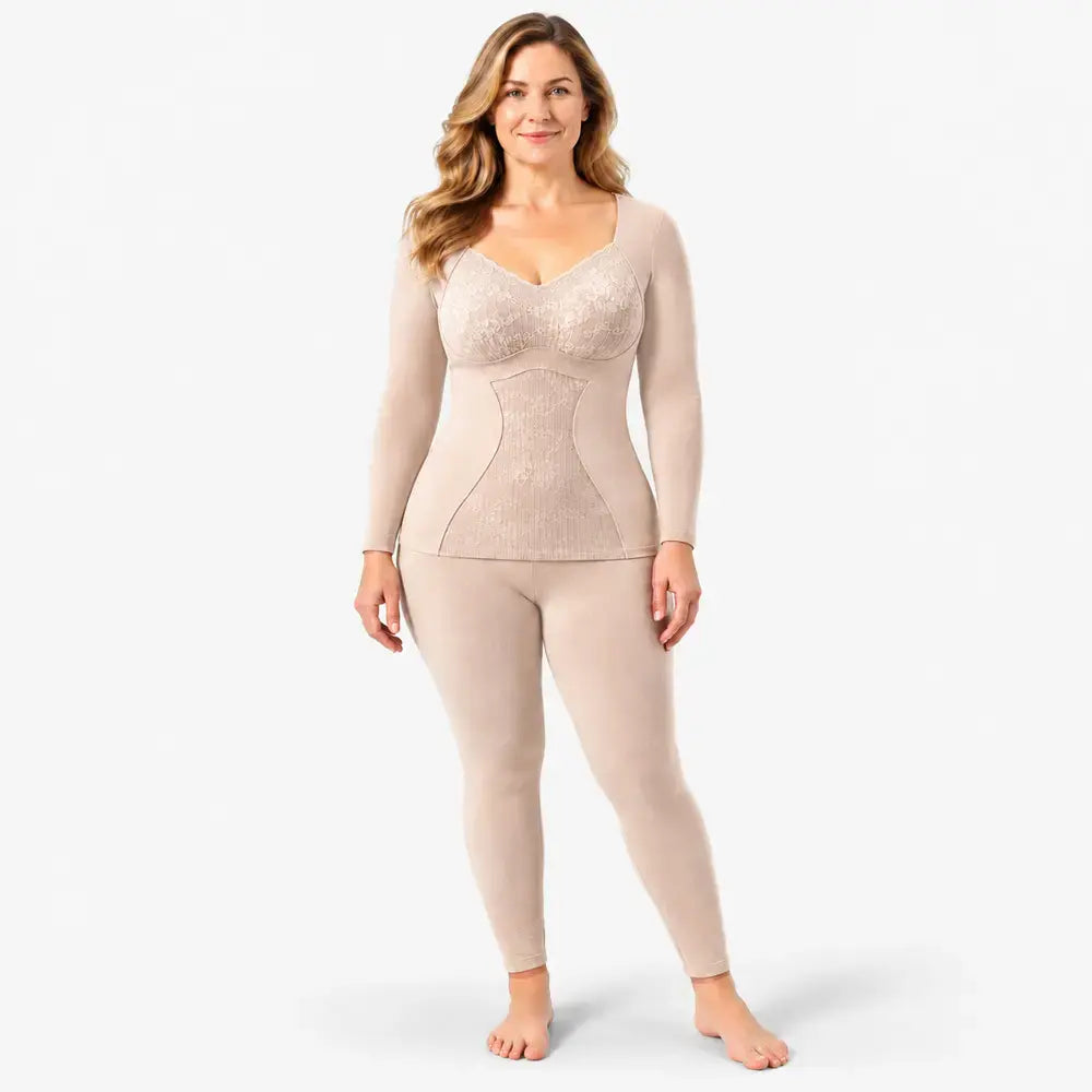 【M–XXL】Conjunto de ropa interior térmica para mujer, grueso y cálido, con aislamiento y almohadillas, que proporciona calor rápidamente, ideal para otoño e invierno.