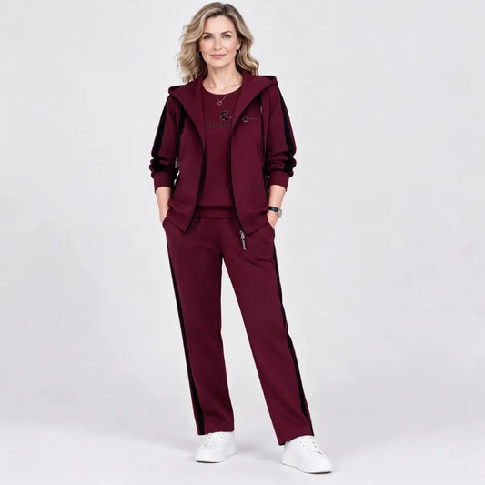 【M-4XL】Dámska 3-dielna súprava 2026 – jesenný/zimný komplet s kapucňou, voľný strih, športový štýl, nadmerné veľkosti, navrhnuté pre mamičky