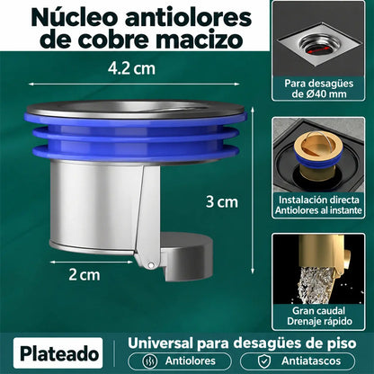 🔥【Compra 1 y llévate 1 gratis】🚿 Válvula antiolores para desagüe de suelo – Ayuda a evitar malos olores y la entrada de insectos ✨