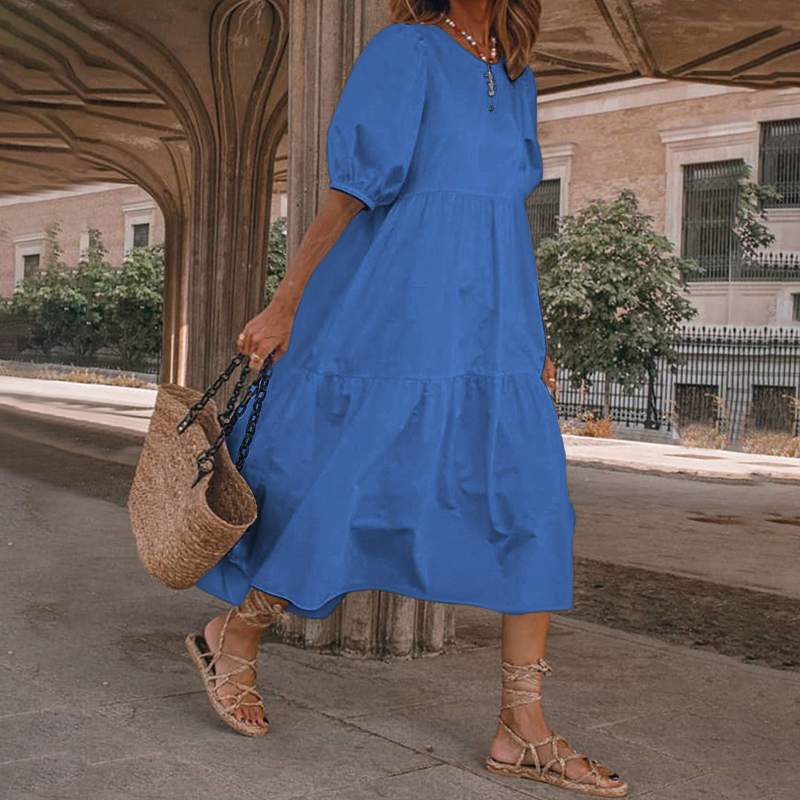 ✨【S-5XL】Dámske letné šaty v bohémskom štýle, retro šaty s okrúhlym výstrihom v rôznych farbách