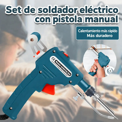 ⏳ Oferta limitada 🔥 Soldador de alto rendimiento 60 W + Bomba desoldadora semialuminio + Pinzas de punta fina y curva + Estaño 50 g