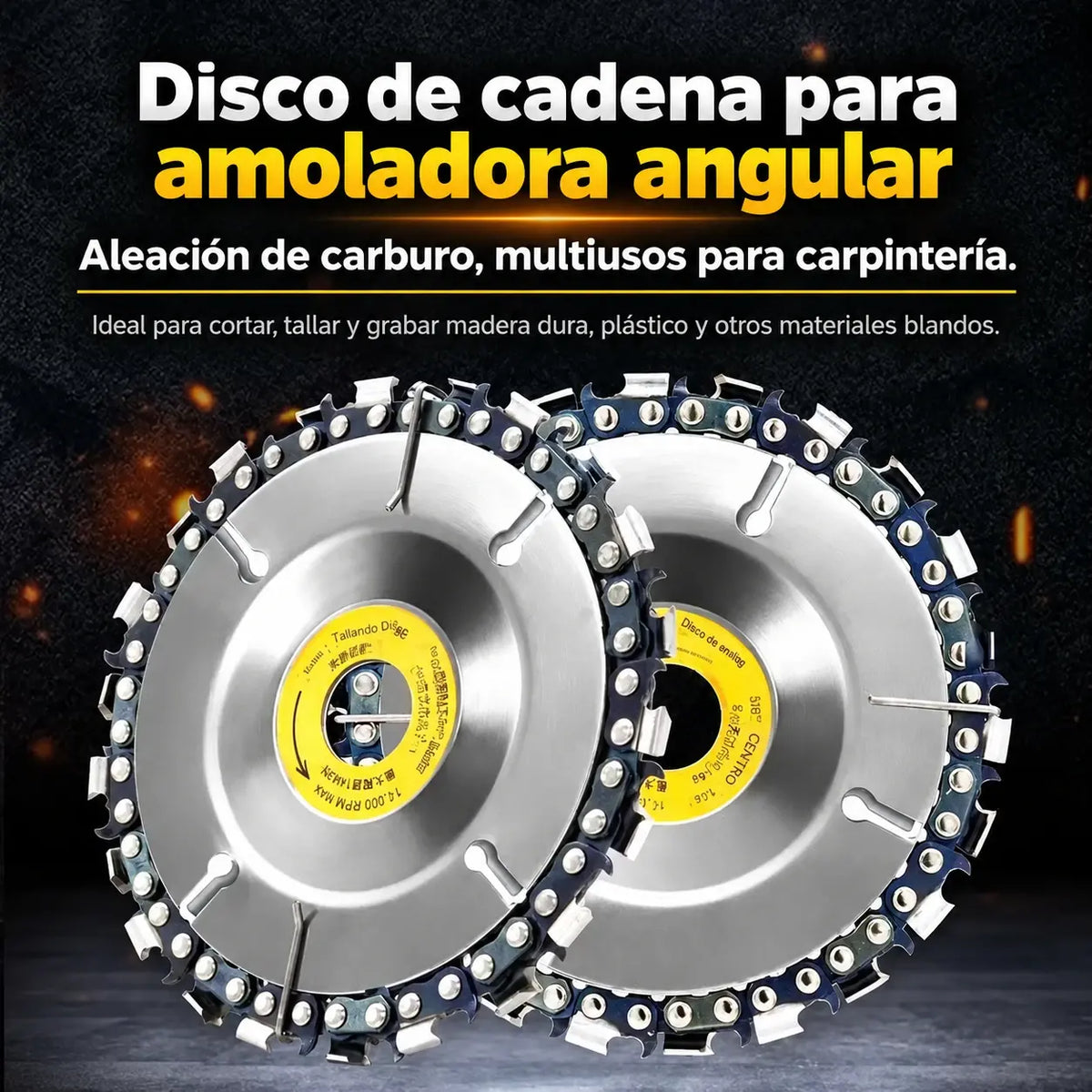 【2 piezas】Discos de cadena de motosierra de 4 pulgadas para tallado de madera – Accesorios para amoladora angular
