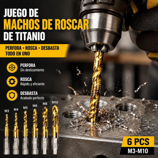 🛠️🔧(6 piezas)Broca helicoidal de acero de alta velocidad con revestimiento de titanio 2 en 1 – Vástago hexagonal, adecuada para taladrar y ranurar madera y metal🔩