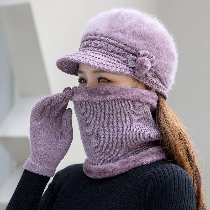 💥👒50% SLEVA-【Čepice+šátek】 Stylová plyšová čepice na podzim a zimu -- 3862706