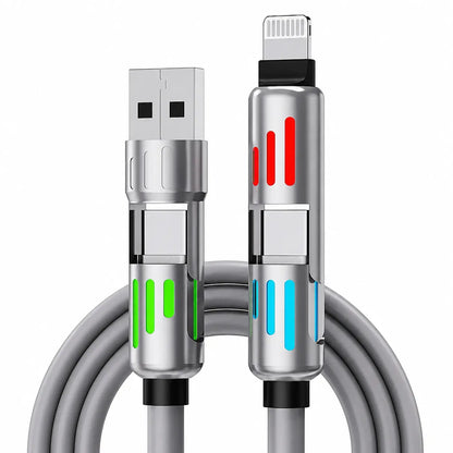 🌈 ¡Un solo cable, más comodidad! Cable de carga multifunción con luces RGB ✨