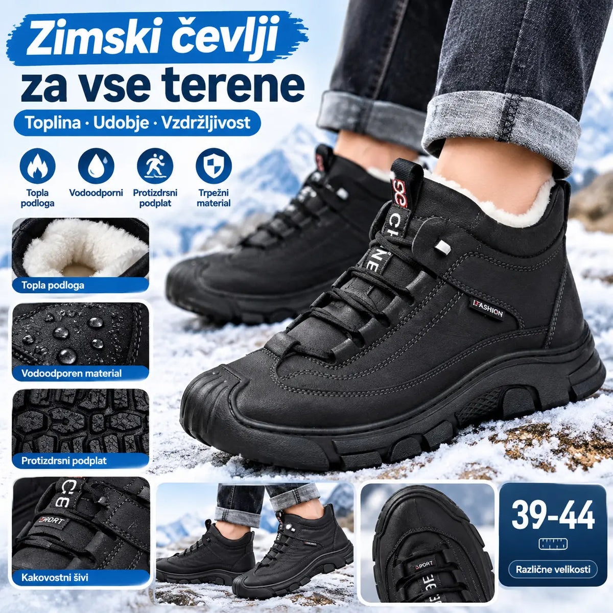 【39-44】Pánske teplé jesenné a zimné topánky s hrubou zamatovou podšívkou, vysoké topánky z pravej kože