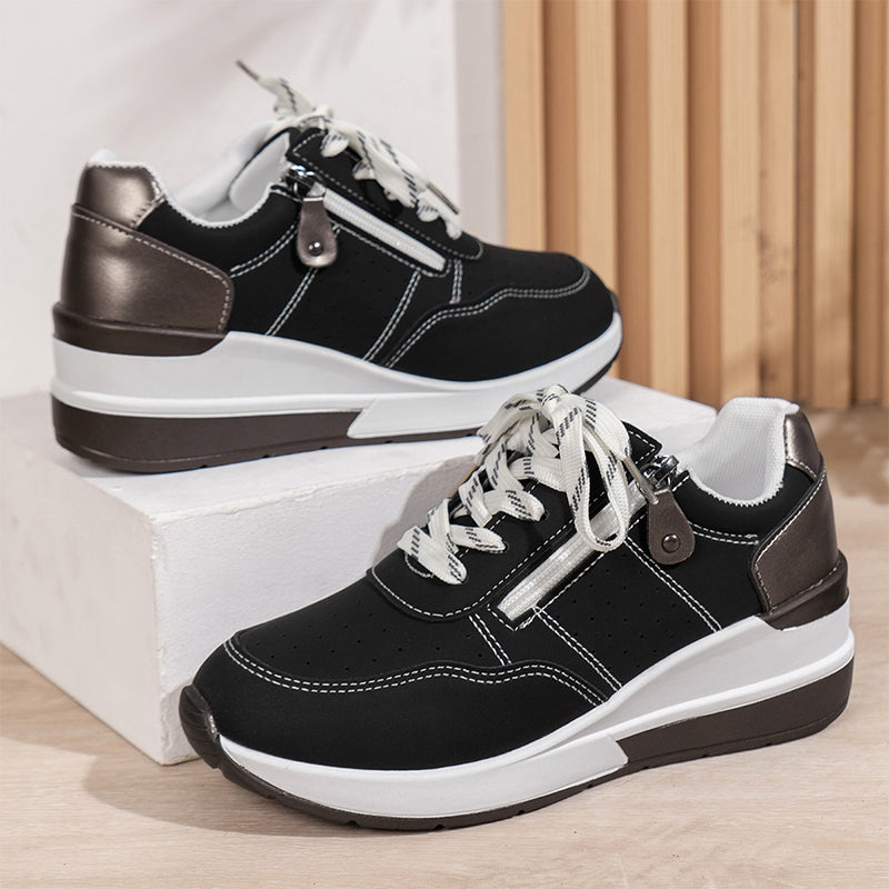 Zapatillas para mujer, modernas y cómodas, con cremallera lateral y plataforma.