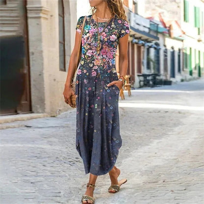 🌸【S-3XL】Nové jarní 2025 dámské stylové elegantní dlouhé šaty s potiskem -- 3937036