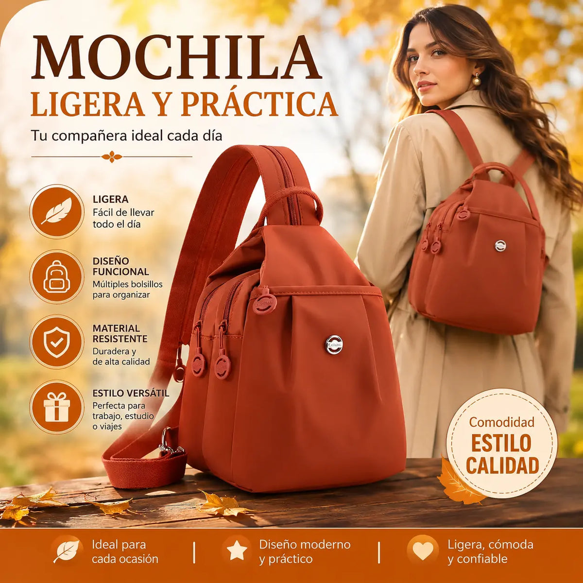 💥【Oferta especial por tiempo limitado】👜Mochila y bolso bandolera con múltiples bolsillos convertibles