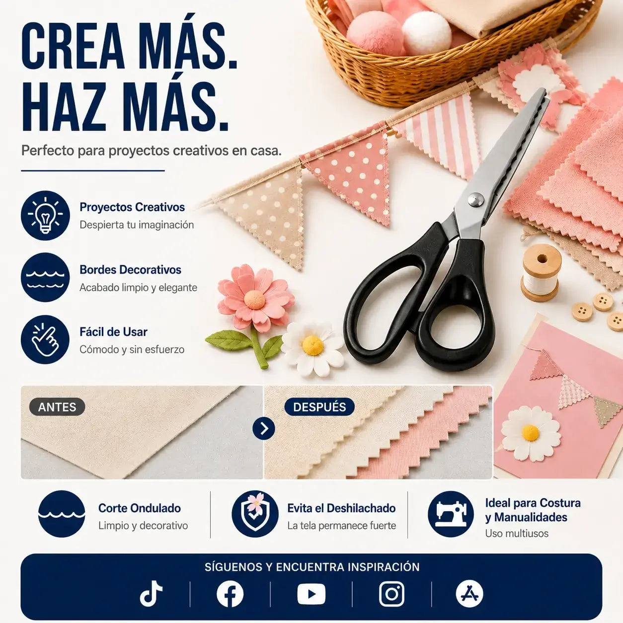 ✂️【Compra 1 y llévate 1 gratis】 🧵 Corta varias capas sin fatiga en las manos: tijeras de zig-zag de acero inoxidable de alta calidad. Diseño ergonómico con empuñadura suave. Envío gratuito al Reino Unido.