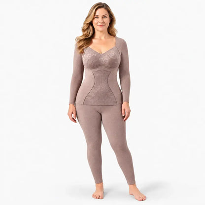 【M–XXL】Conjunto de ropa interior térmica para mujer, grueso y cálido, con aislamiento y almohadillas, que proporciona calor rápidamente, ideal para otoño e invierno.