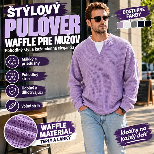 👚✨ Nadčasové pohodlie | Pánske tričko s dlhým rukávom, vaflovou textúrou a vrstveným efektom