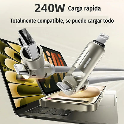 🌈 ¡Un solo cable, más comodidad! Cable de carga multifunción con luces RGB ✨
