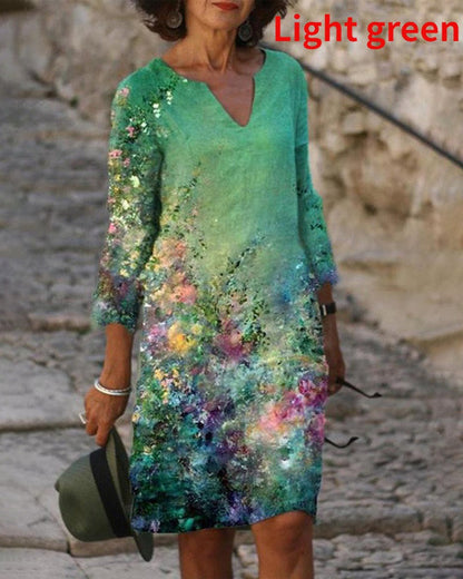 💐【S-5XL】 Dlouhé ležérní dámské vintage šaty s květinovým potiskem --3927393