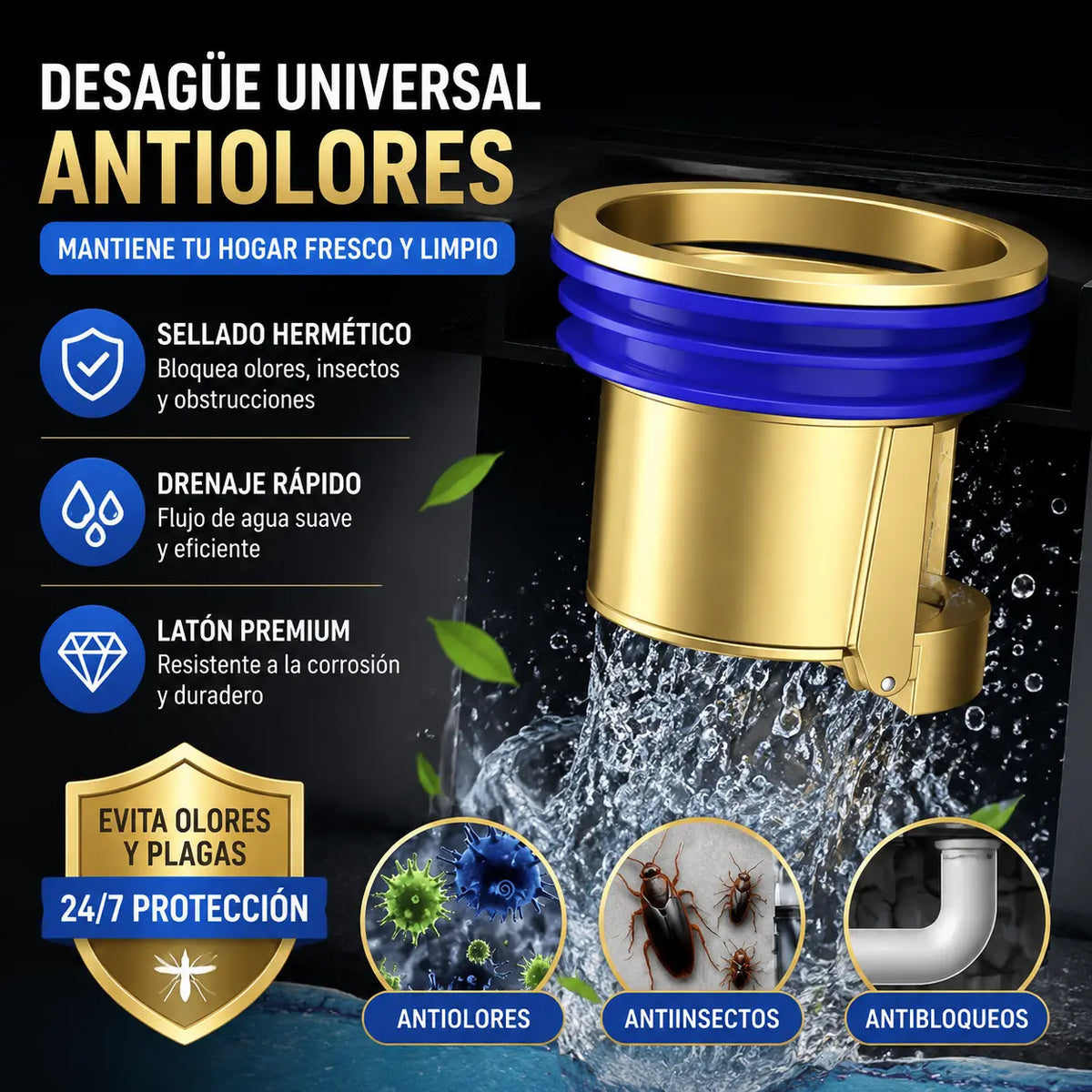 🔥【Compra 1 y llévate 1 gratis】🚿 Válvula antiolores para desagüe de suelo – Ayuda a evitar malos olores y la entrada de insectos ✨