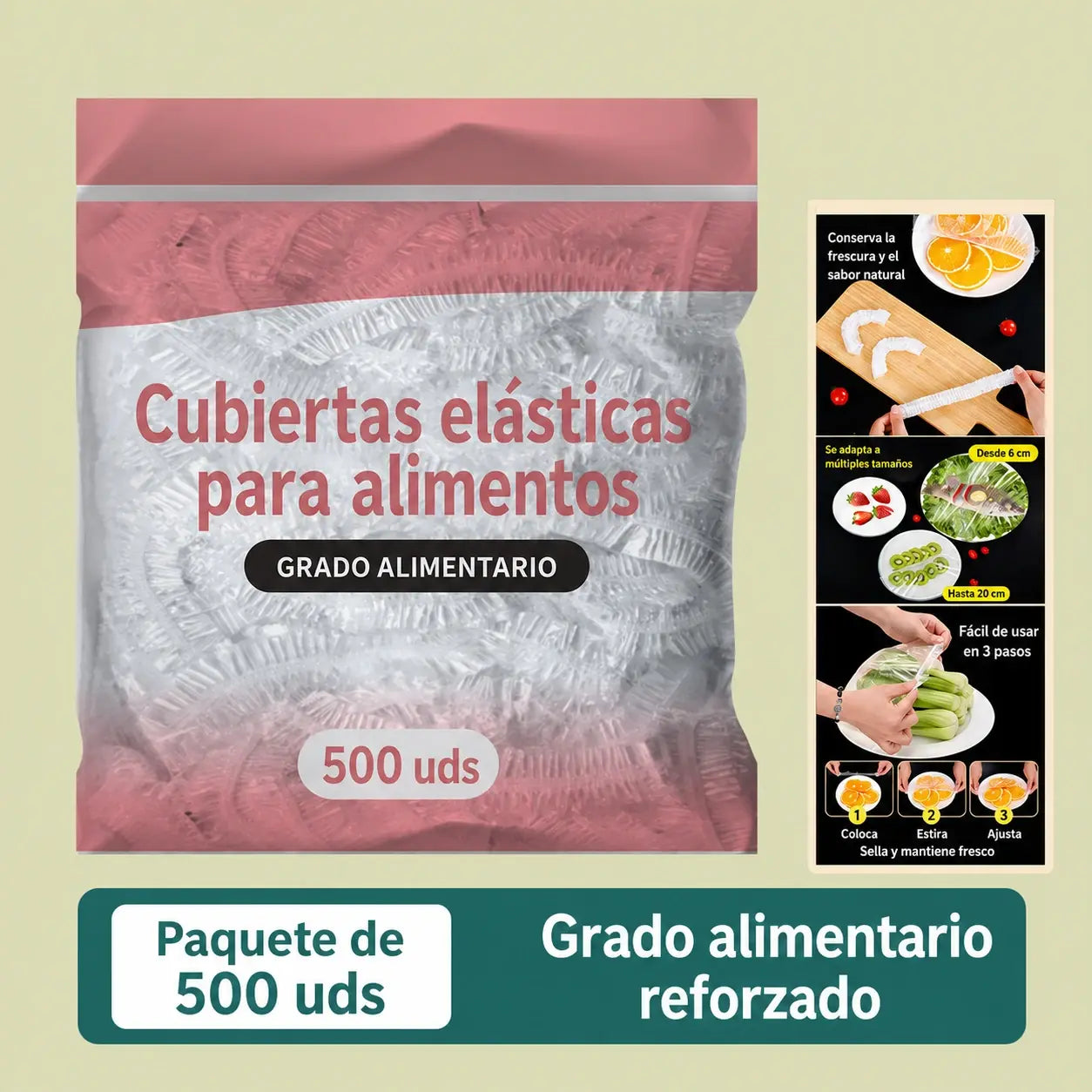 🔥【Oferta especial de último día: 50% de descuento】✨500 envoltorios de plástico reutilizables y flexibles aptos para alimentos