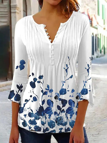 🔥🔥【S-5XL】2025 Nowa damska modna i elegancka koszula z dekoltem w serek -- 3917927