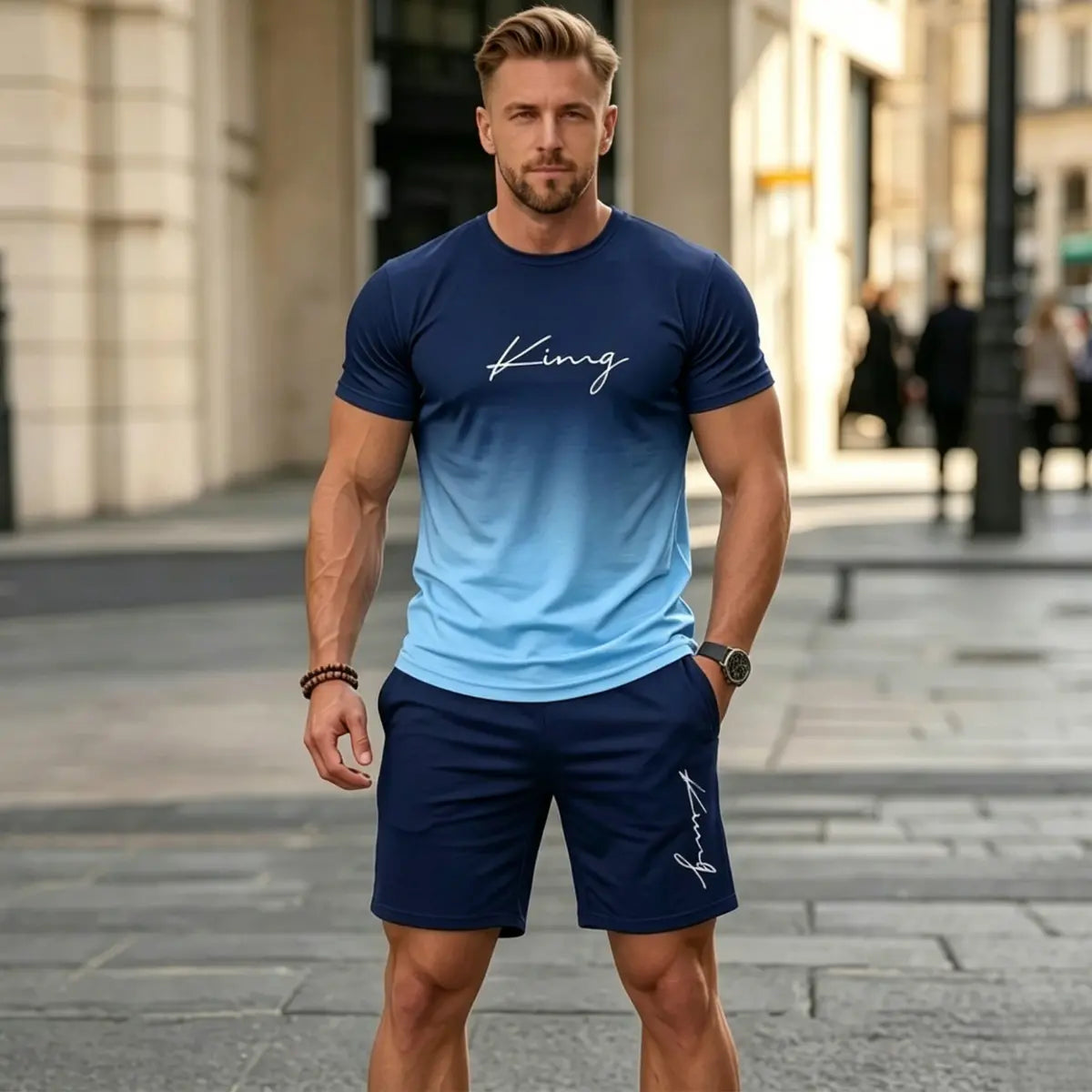 【Pago contra reembolso】Conjunto deportivo de verano para hombre: camiseta y pantalón corto