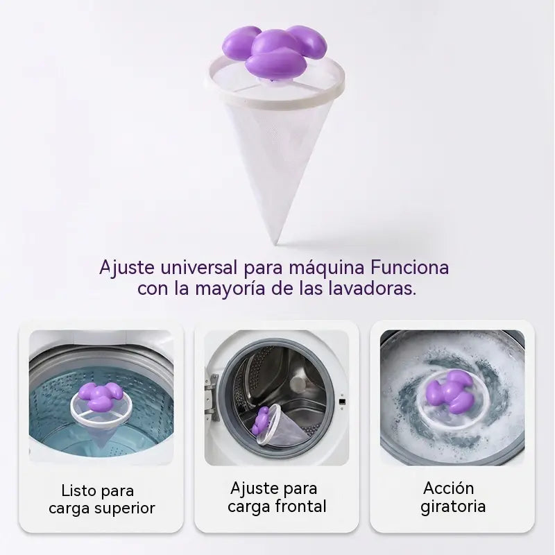 🌀6 piezas ✨ Filtro Flotante para Lavadora – Atrapa Pelusas, Cabellos y Pelos de Mascota en Cada Lavado 🧺
