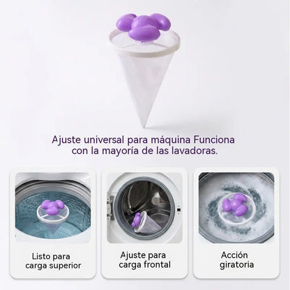 🌀6 piezas ✨ Filtro Flotante para Lavadora – Atrapa Pelusas, Cabellos y Pelos de Mascota en Cada Lavado 🧺