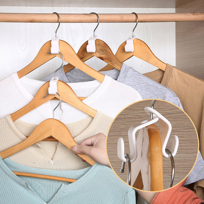 👕✨【Paquete de 100】Conectores para perchas que ahorran espacio: Duplican el espacio de almacenamiento de tu armario, resistentes y duraderos.