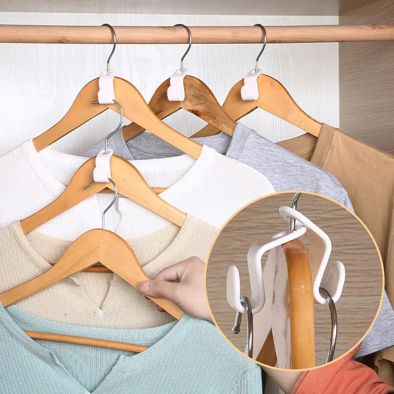 👕✨【Paquete de 100】Conectores para perchas que ahorran espacio: Duplican el espacio de almacenamiento de tu armario, resistentes y duraderos.