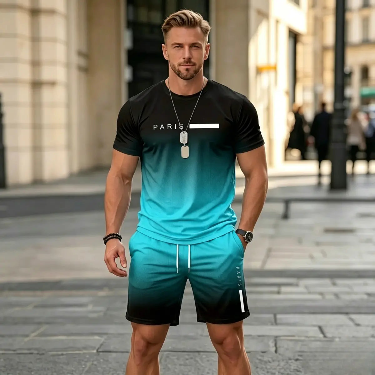 【Pago contra reembolso】Conjunto deportivo de verano para hombre: camiseta y pantalón corto