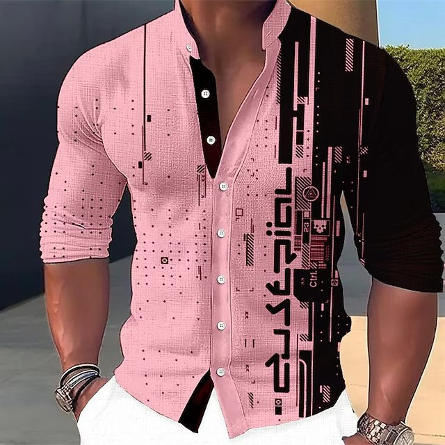 🔥 👔【S-6XL】Pánská trendy ležérní košile s dlouhým rukávem s 3D digitálním potiskem --3926171