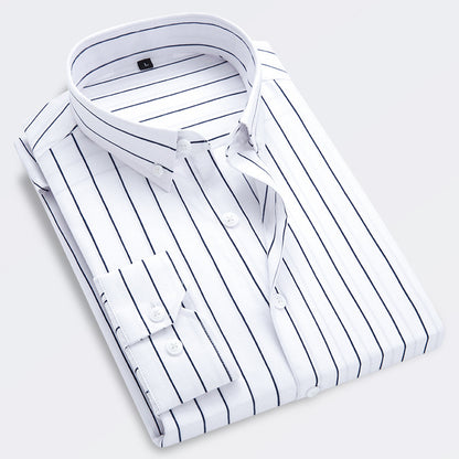 👔【M-5XL】Pánská neformální obchodní košile s pruhy s dlouhým rukávem -- 3940689