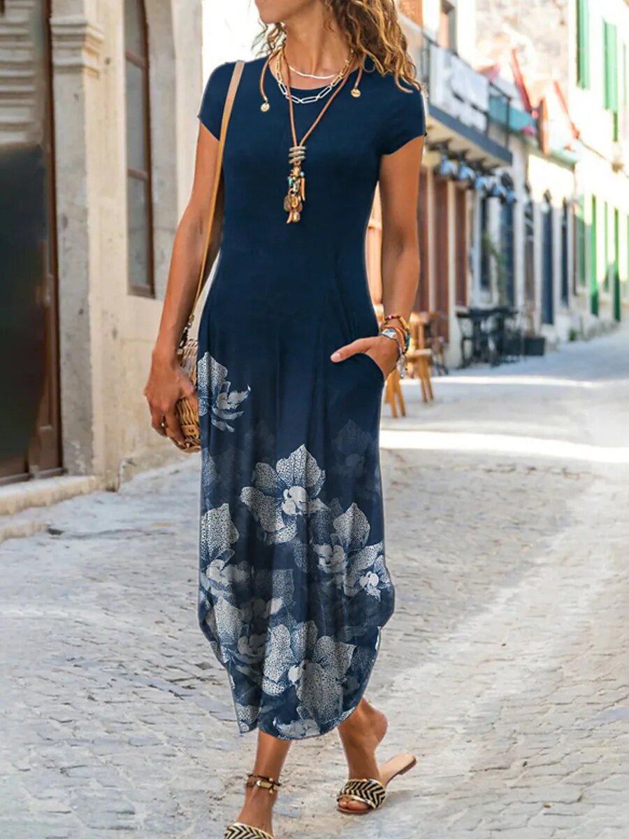 🌸【S-3XL】Nové jarní 2025 dámské stylové elegantní dlouhé šaty s potiskem -- 3937036