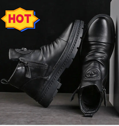 Un par puede durar unos 3 años【39-44】Nuevas botas de cuero para hombre, piel de vacuno de alta calidad, hechas a mano.
