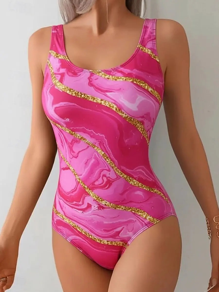 🏖️👙 ¡Un bañador de una pieza para mujer con estampado de rayas que estiliza la figura! Tanto si vas a la playa, a la piscina o te vas a hacer una sesión de fotos, es una opción estupenda.