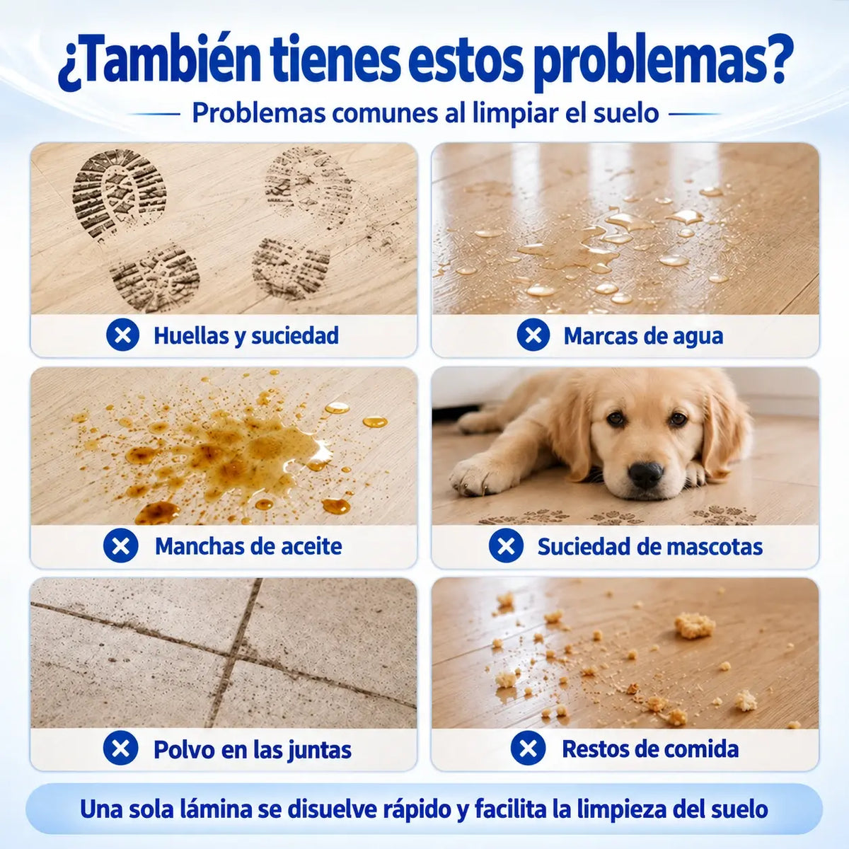 💦🏡【3 paquetes · 90 láminas】Láminas limpiadoras concentradas para suelos, solubles en agua