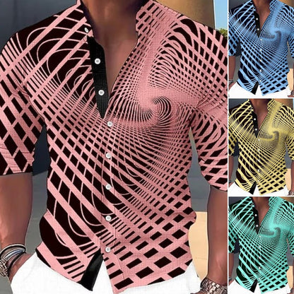 🔥 👔【S-6XL】Pánská trendy ležérní košile s dlouhým rukávem s 3D digitálním potiskem --3926171