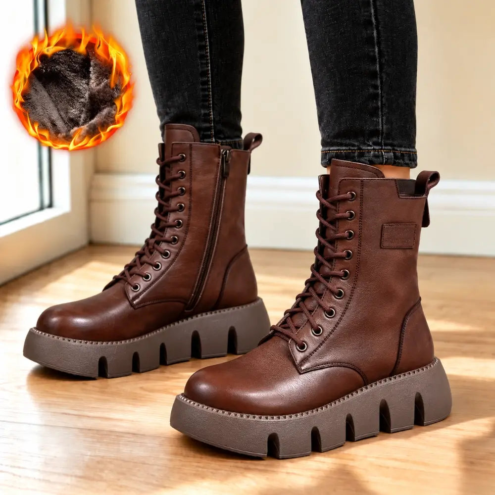 🔥Zľava 42 % 👢【Veľkosti 35 – 40】Kvalitné, ručne vyrábané dámske čižmy z mäkkej kože s hrubou podrážkou – nová kolekcia jeseň/zima.